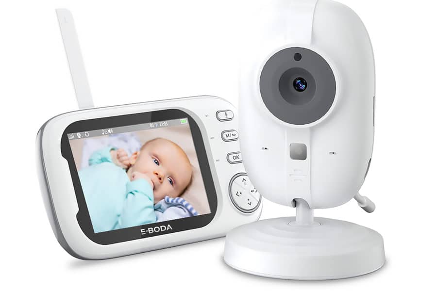 Baby Monitor si Camera Audio-Video Wireless Pentru Supraveghere Bebe E-Boda Sleep Guard, Mod Nocturn, Microfon Camera, Microfon Tableta, Monitorizare Temperatura, Cantece de Leagan, Ecran HD 3.5″, Alb