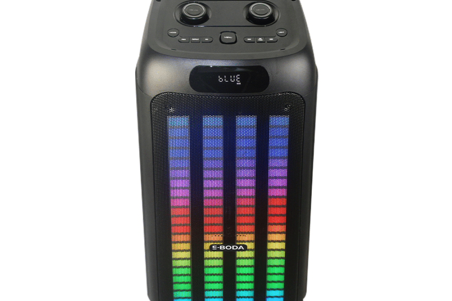 Boxa Karaoke E-Boda Party 410 Pro, Bluetooth 5.0, Autonomie 9 ore, Efecte luminoase RGB, TWS, Microfon Wireless, Negru