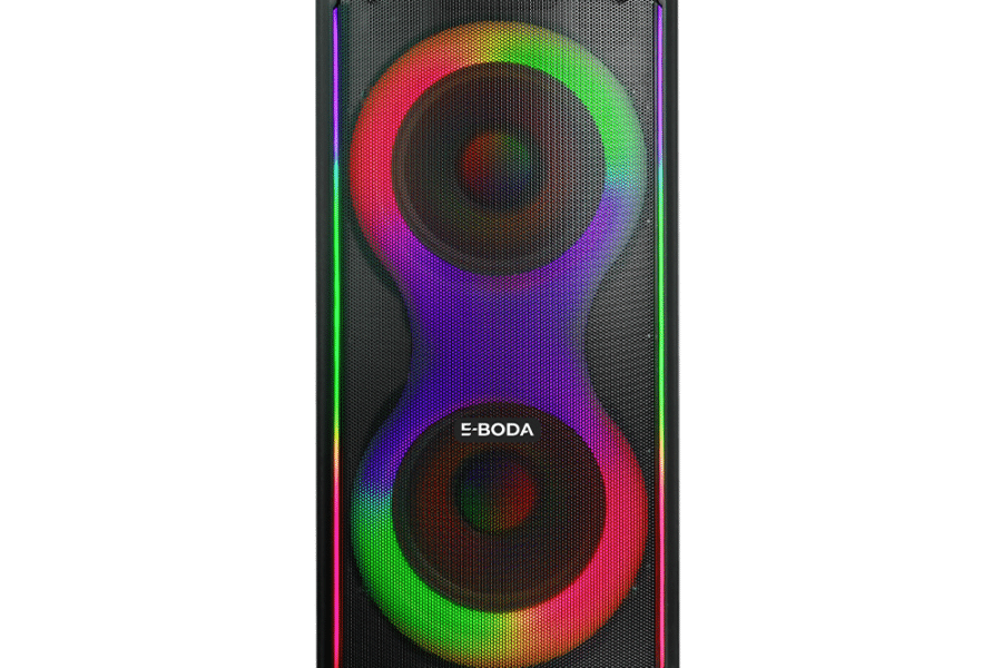 Boxa Karaoke E-Boda Party 300 Maxi, Bluetooth 5.0, Autonomie 12 ore, Efecte luminoase RGB, Microfon Wireless, Negru